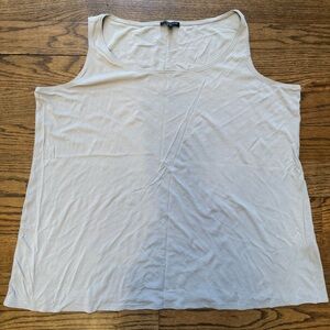 Eileen Fisher Woman 2X Ivory Sleeveless Tank Top Minimalist Plus Size